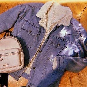 Denim Faux Sherpa Jacket